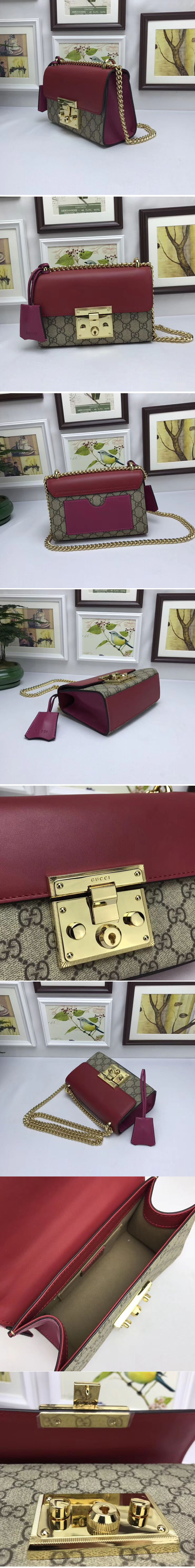 Replica Gucci 409487 GG Supreme Padlock Shoulder Bags Wine