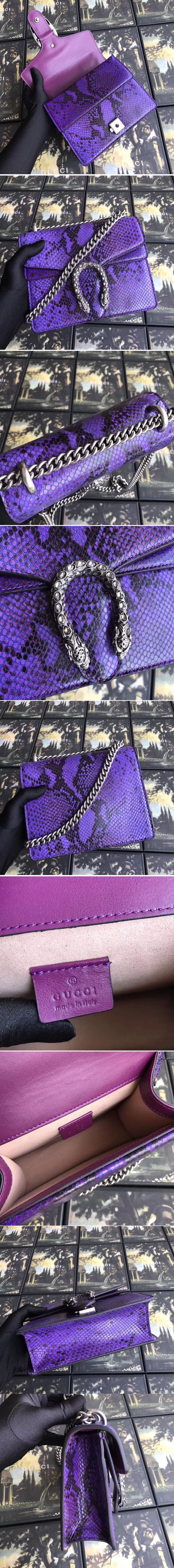 Replica Gucci 421970 Dionysus Original Python Leather Shoulder Bag Purple