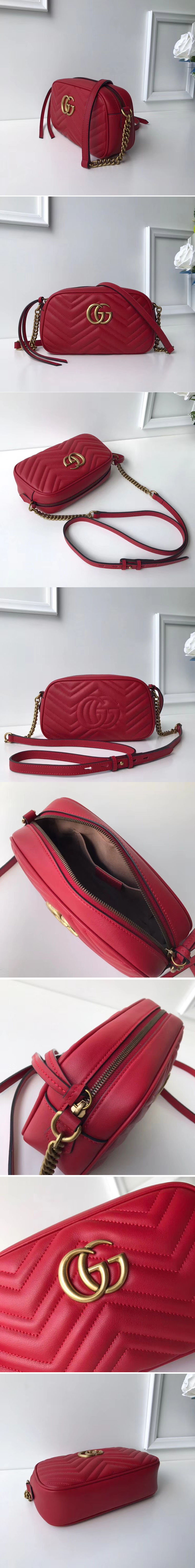 Replica Gucci 447632 GG Marmont Matelasse Shoulder Bags Red