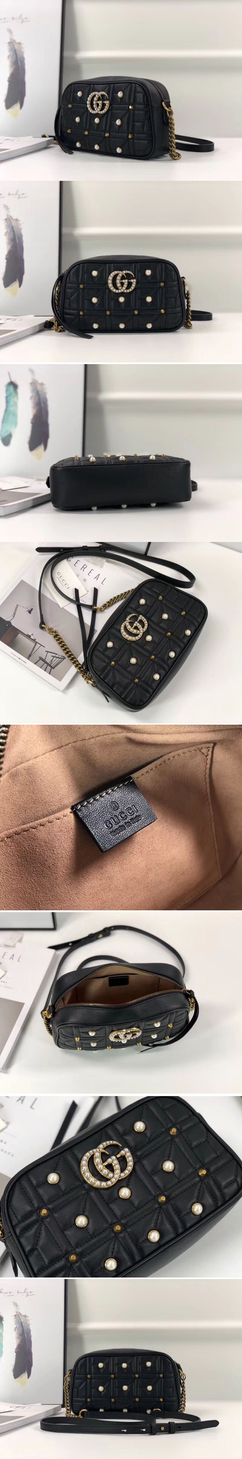 Replica Gucci GG Marmont Small Shoulder Bag 447632 Black