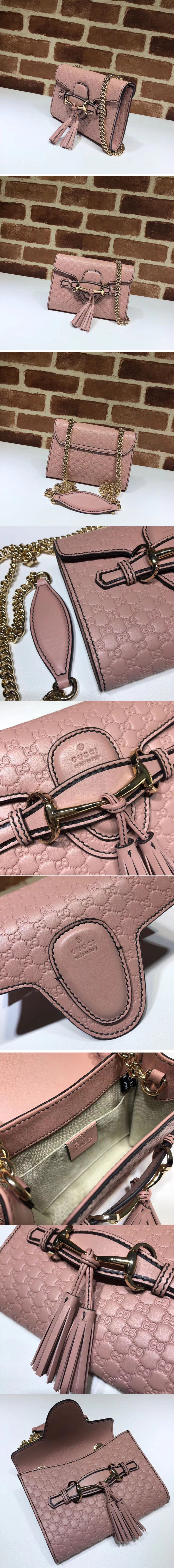 Replica Gucci 449636 Pink Micro GG Guccissima Leather MINI Emily Crossbody Purse Bags