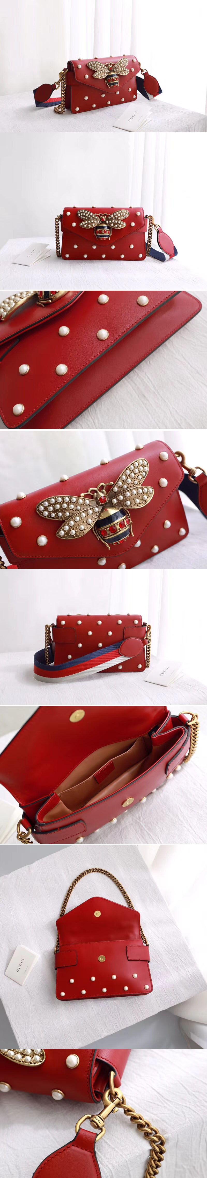 Replica Gucci 453778 Broadway Leather Clutch Red