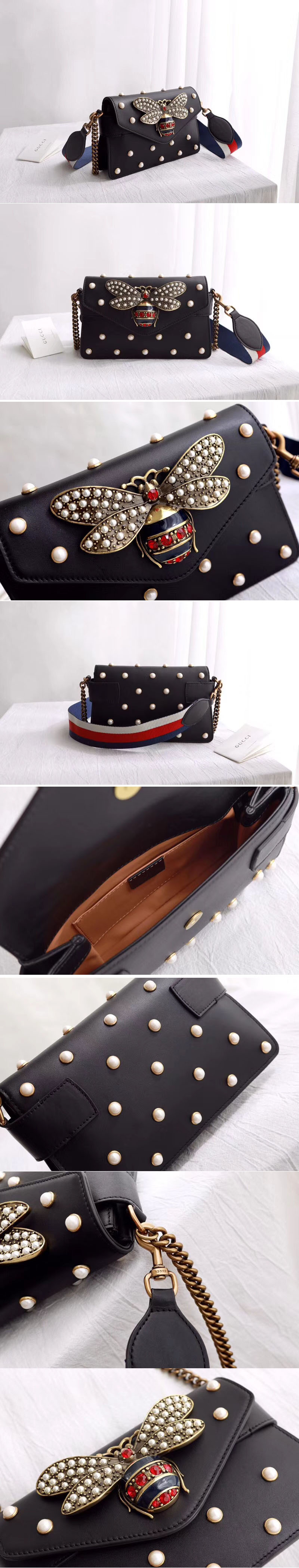 Replica Gucci 453778 Broadway Leather Clutch Black