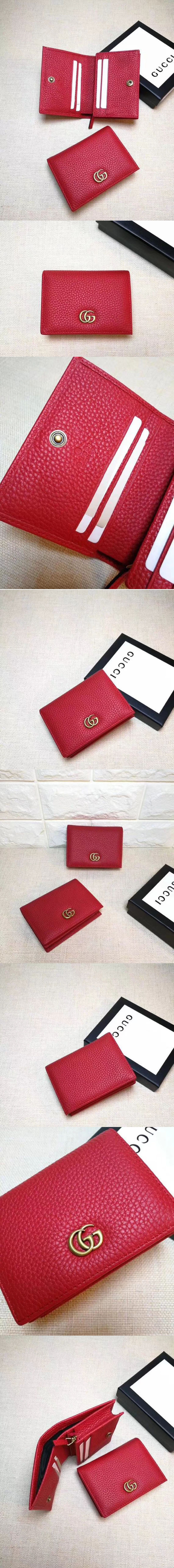 Replica Gucci 456126 Leather card case Wallets Red