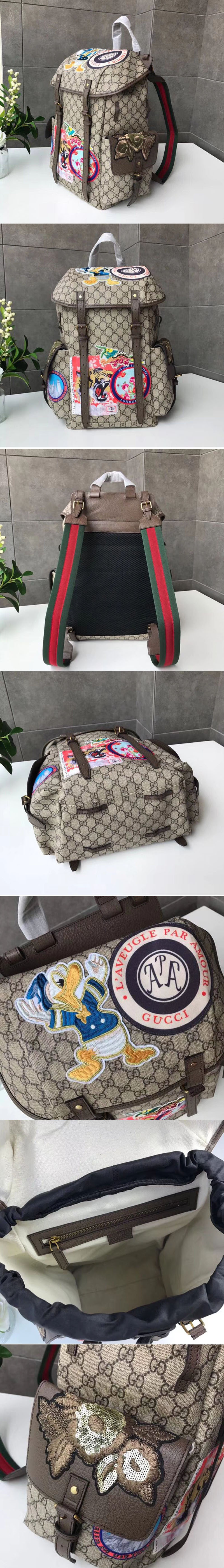 Replica Gucci Soft GG Supreme Embroidered Donald Duck Backpack With AppliqueS 460029