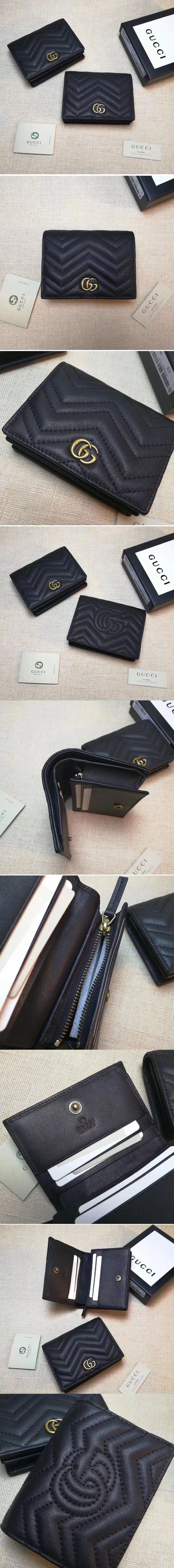 Replica Gucci 466492 GG Marmont Card Case Wallets Black