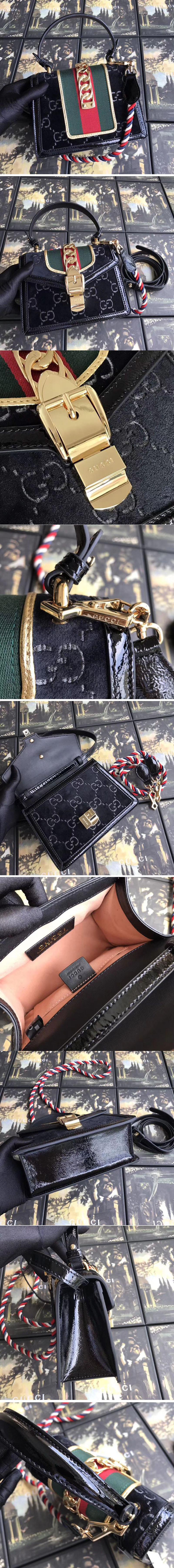 Replica Gucci Sylvie GG velvet mini bag 470270 black