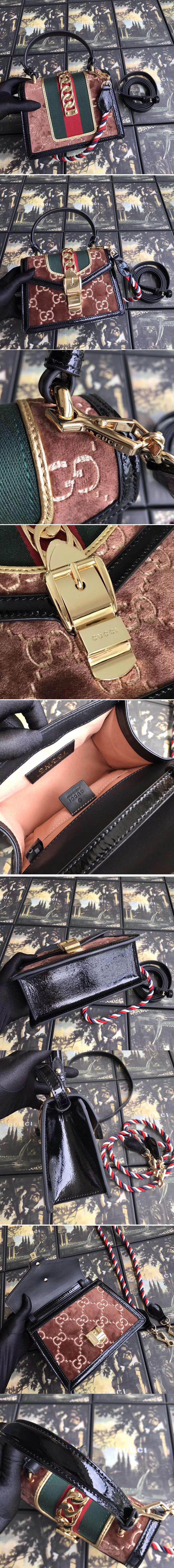 Replica Gucci Sylvie GG velvet mini bag 470270 brown