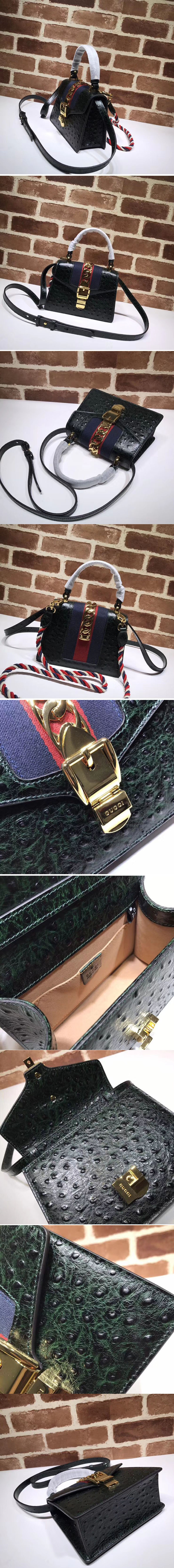 Replica Gucci 470270 Sylvie Leather Mini Bag Green