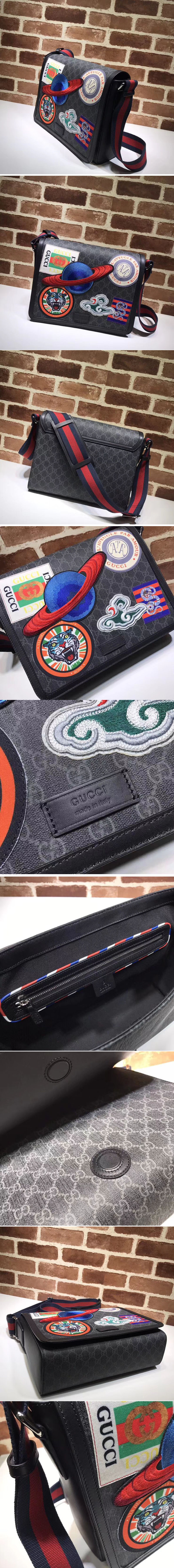 Replica Gucci Night Courrier GG Supreme Flap Messenger Bag 474138 Black