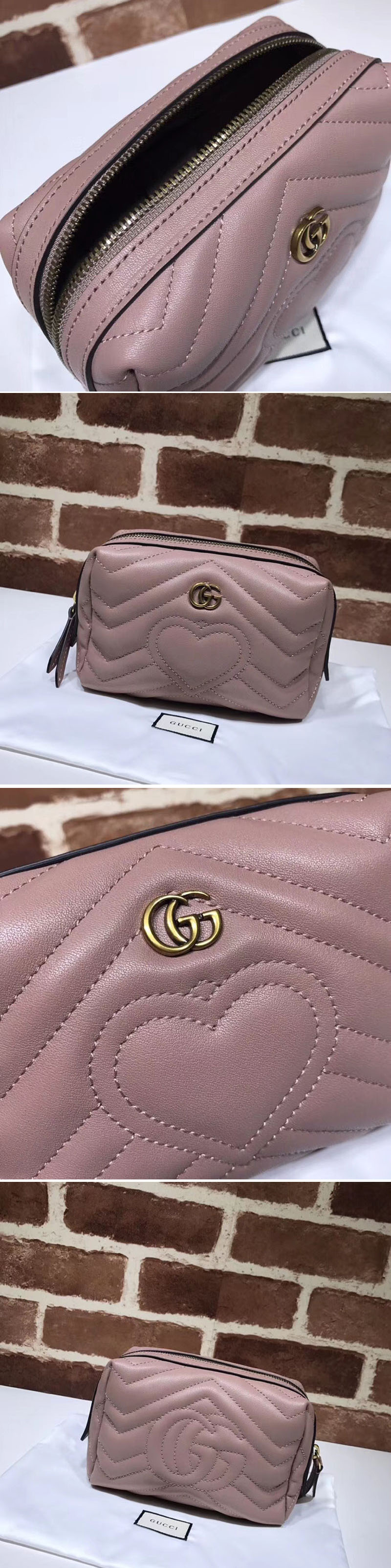 Replica Gucci GG Marmont Cosmetic Case 476165 Pink