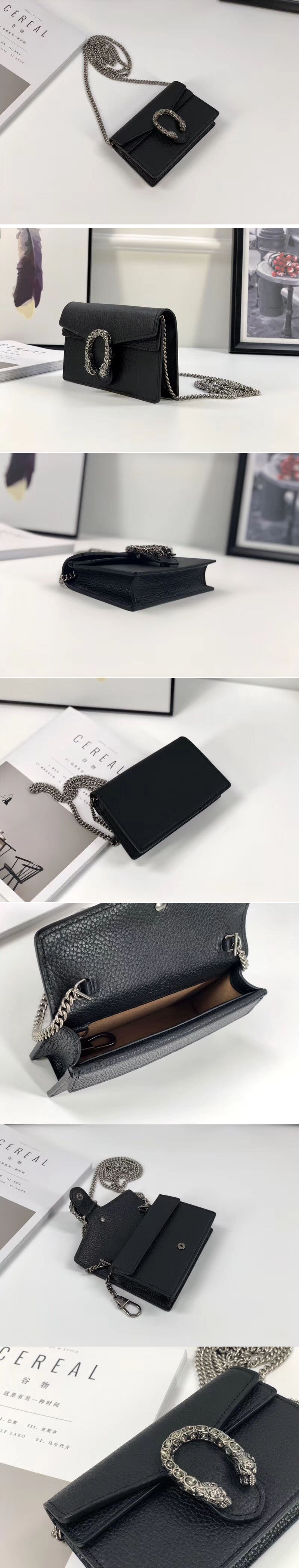 Replica Gucci Dionysus Leather Super mini Bag 476432 Black