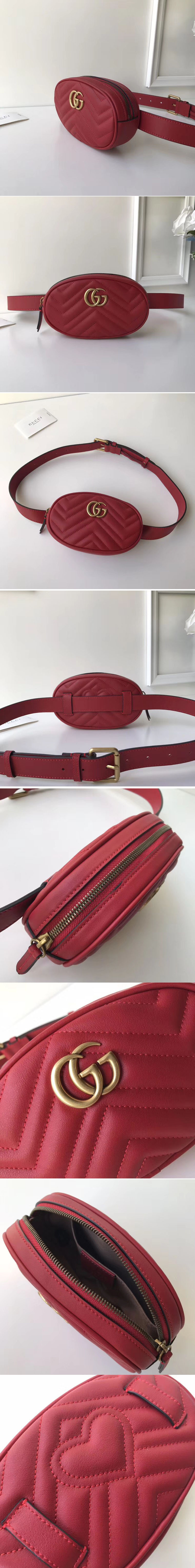 Replica Gucci 476434 GG Marmont Matelasse Leather Belt Bags Red