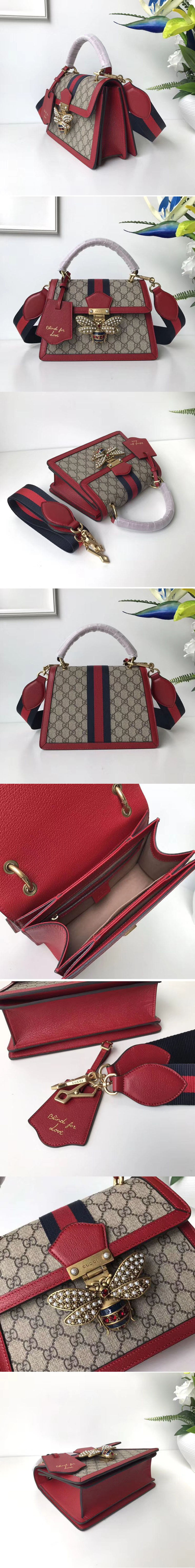 Replica Gucci 476541 Queen Margaret GG Small Top Handle Bag Red