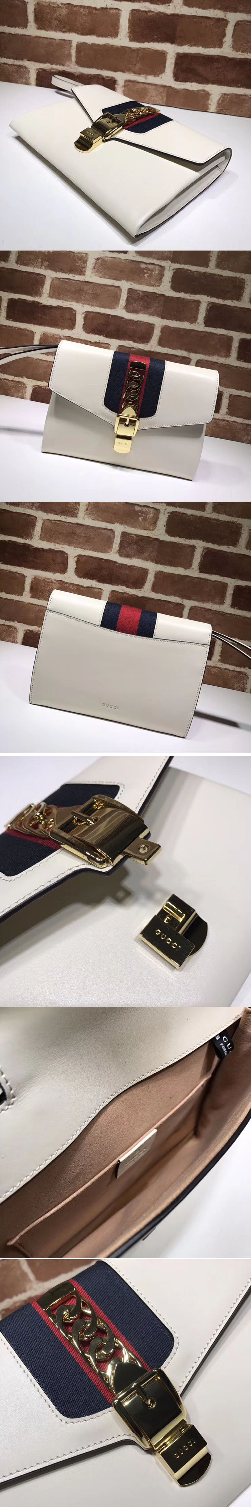 Replica Gucci Calfskin Leather Clutch 477627 White