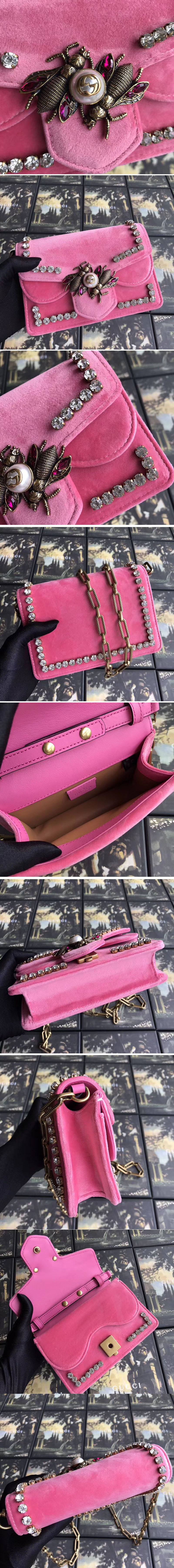 Replica Gucci Broadway Velvet Mini Bag Pink 489218