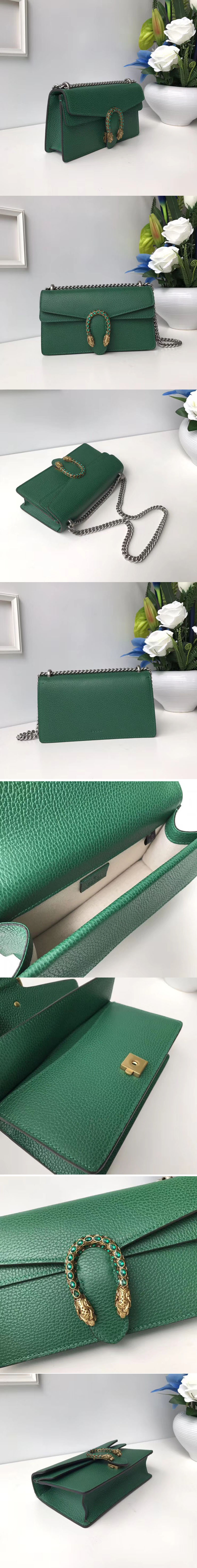 Replica Gucci Dionysus Leather Shoulder Bag 499623 Green