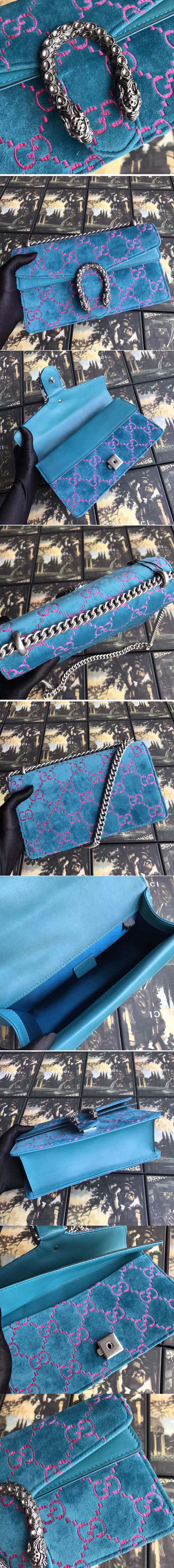 Replica Gucci Dionysus GG velvet small shoulder bag 499623 blue