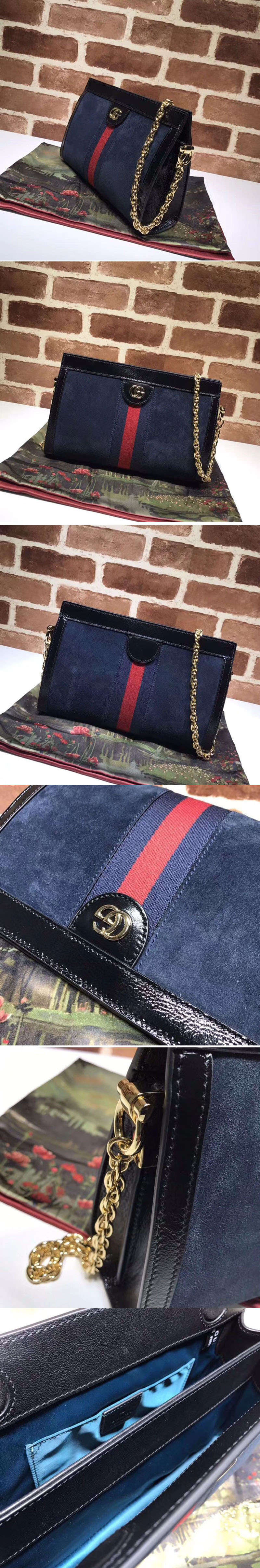 Replica Gucci 503876 Ophidia Medium Suede Shoulder Bag Blue