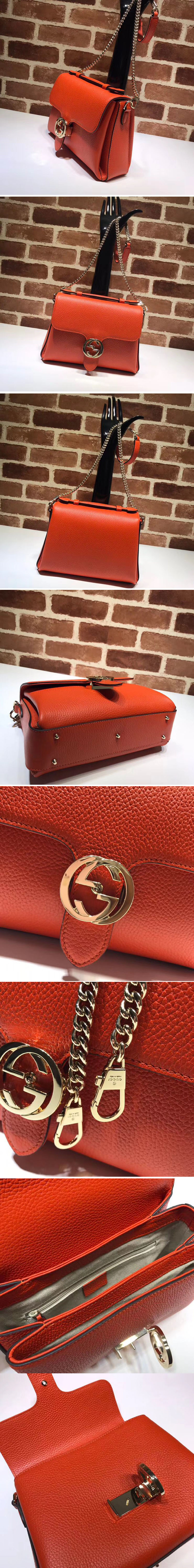 Replica Gucci 510302 Interlocking GG Leather Crossbody Bags Orange