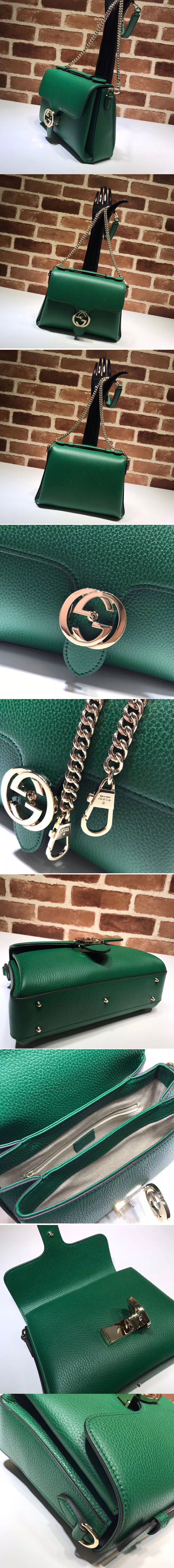 Replica Gucci 510302 Interlocking GG Leather Crossbody Bags Green