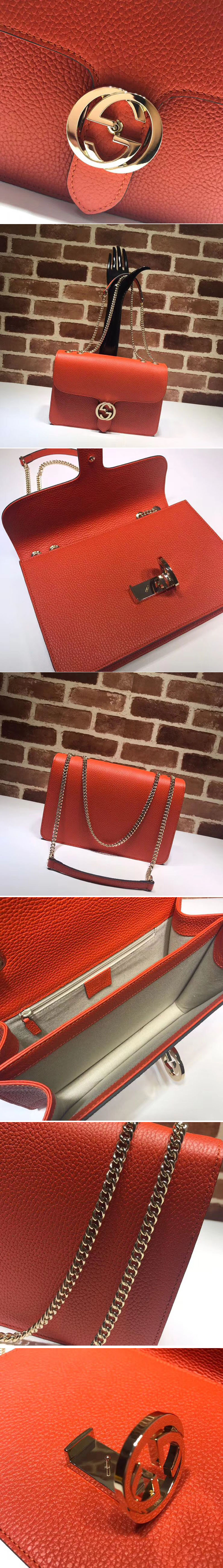 Replica Gucci 510303 Interlocking GG Leather Crossbody Bags Orange