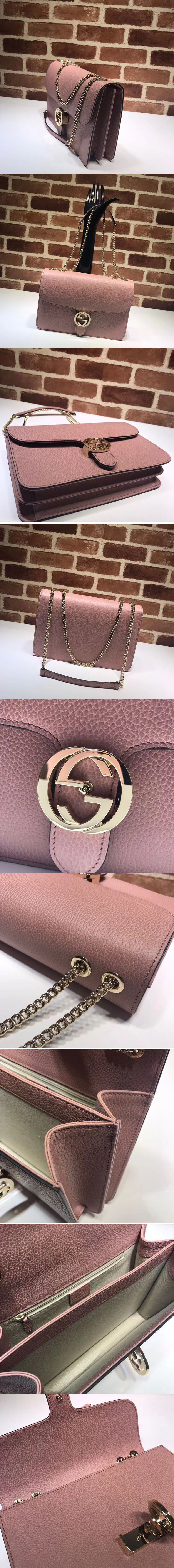 Replica Gucci 510303 Interlocking GG Leather Crossbody Bags Pink