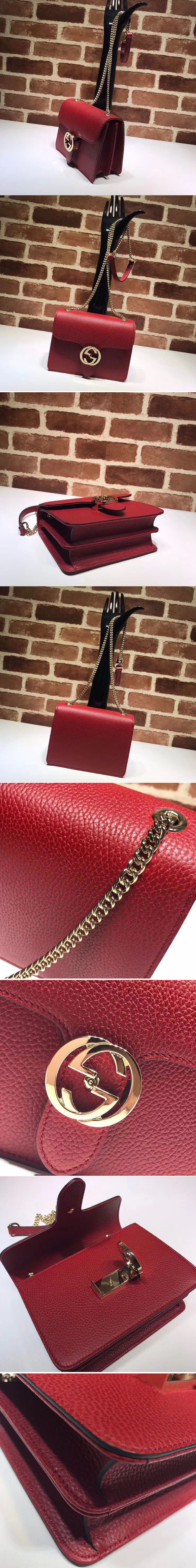 Replica Gucci 510304 Interlocking GG Leather Crossbody Bag Red