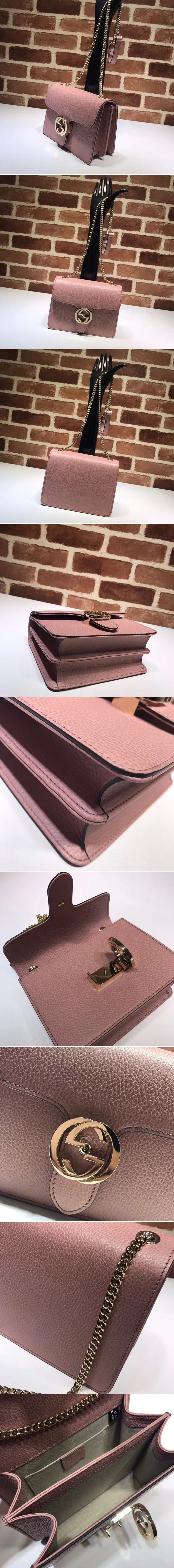 Replica Gucci 510304 Interlocking GG Leather Crossbody Bag Pink