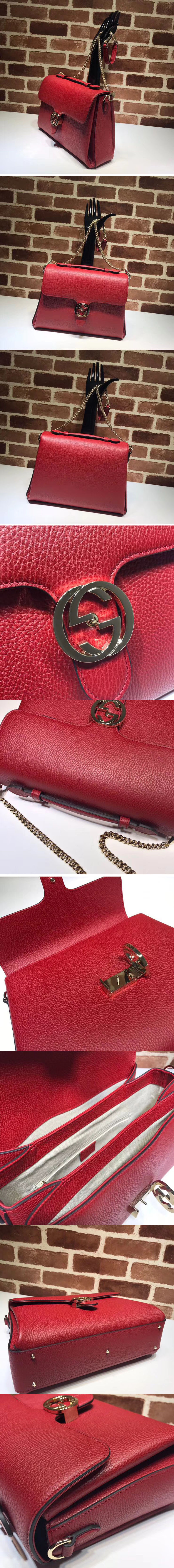 Replica Gucci 510306 Interlocking GG Leather Crossbody Bags Red