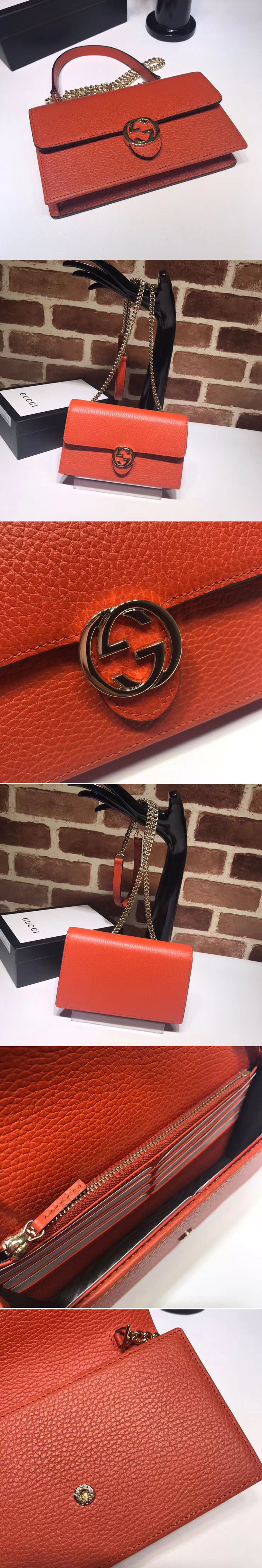 Replica Gucci 510314 GG Marmont Leather Crossbody Bags Orange