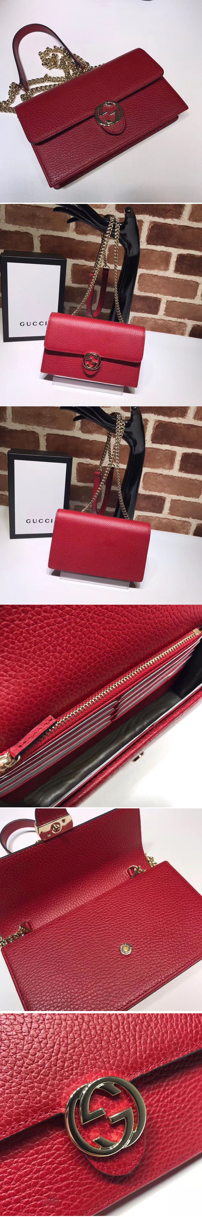 Replica Gucci 510314 GG Marmont Leather Crossbody Bags Red