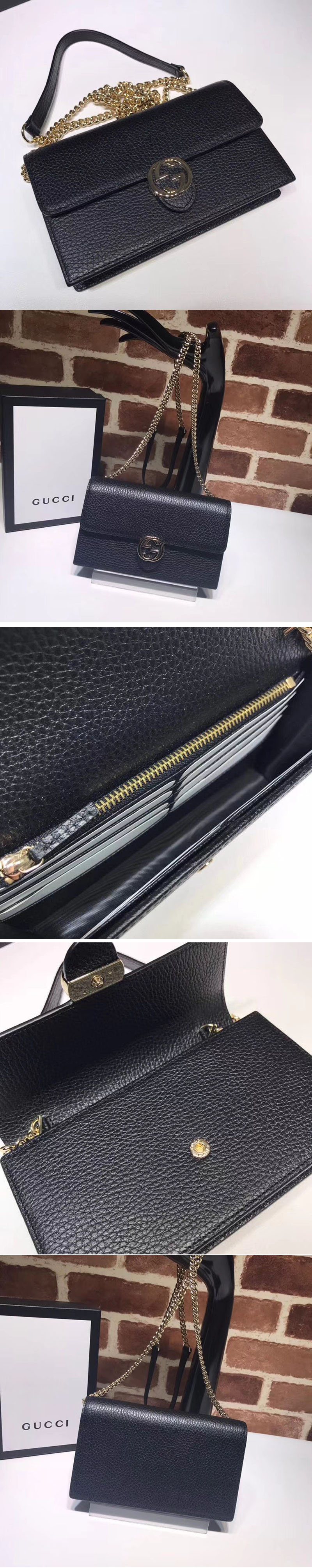 Replica Gucci 510314 GG Marmont Leather Crossbody Bags Black