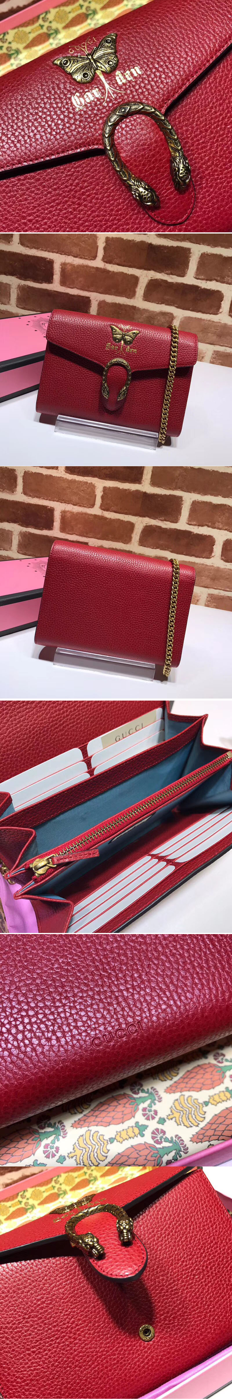 Replica Gucci Butterfly Shoulder Bag Calfskin Leather 516920 Red