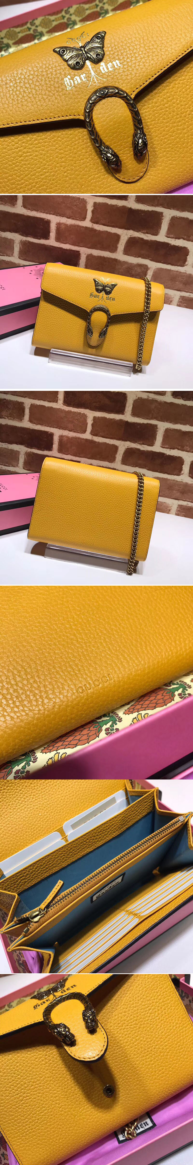 Replica Gucci Butterfly Shoulder Bag Calfskin Leather 516920 Yellow