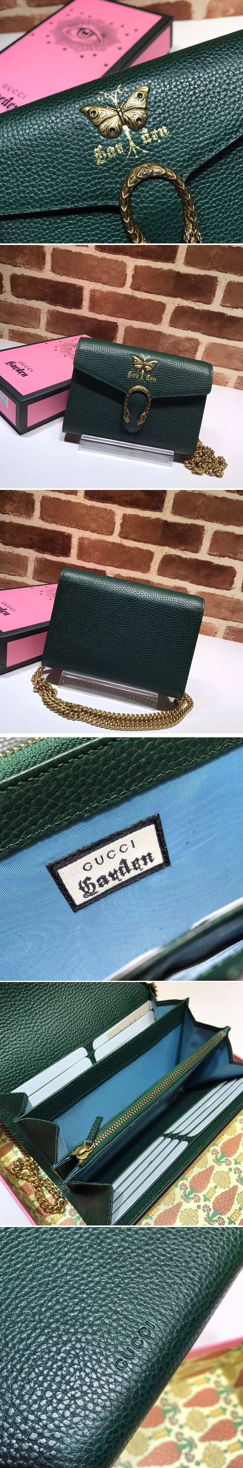 Replica Gucci Butterfly Shoulder Bag Calfskin Leather 516920 Green