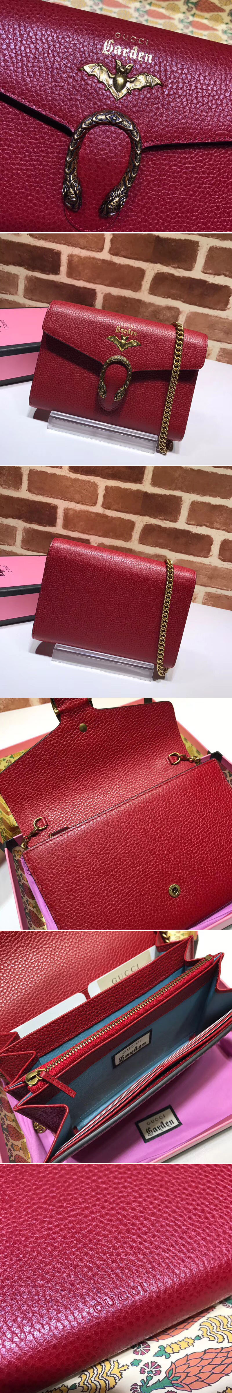 Replica Gucci BugBat Shoulder Bag Calfskin Leather 516920 Red