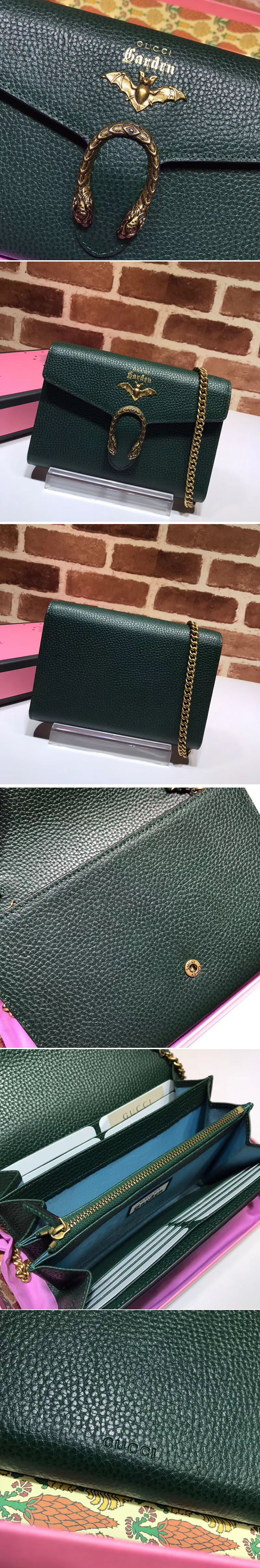 Replica Gucci BugBat Shoulder Bag Calfskin Leather 516920 Green