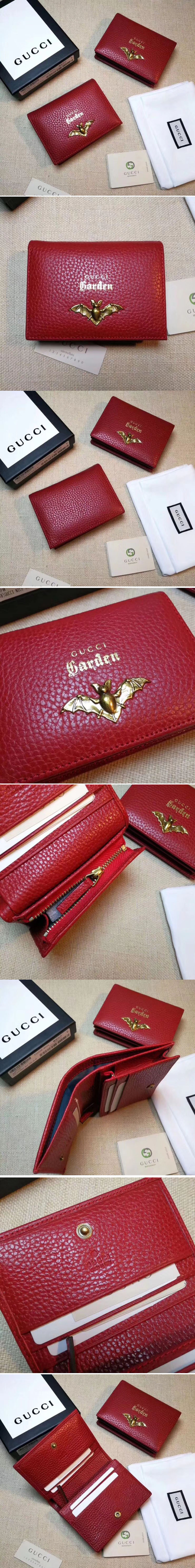 Replica Gucci Garden Bat Leather Card Case 516938 Red