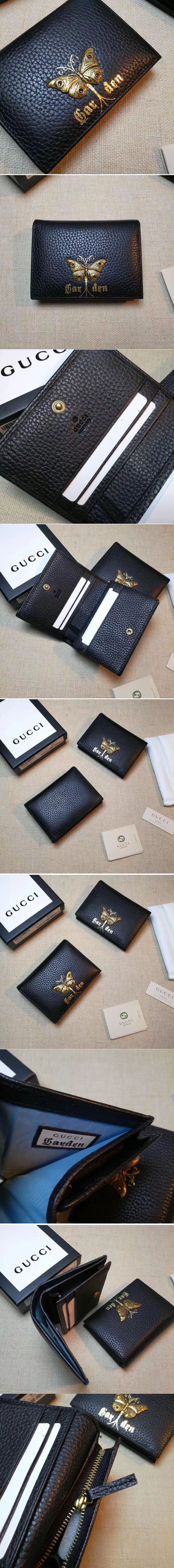 Replica Gucci Garden Butterfly Leather Card Case 516938 Black