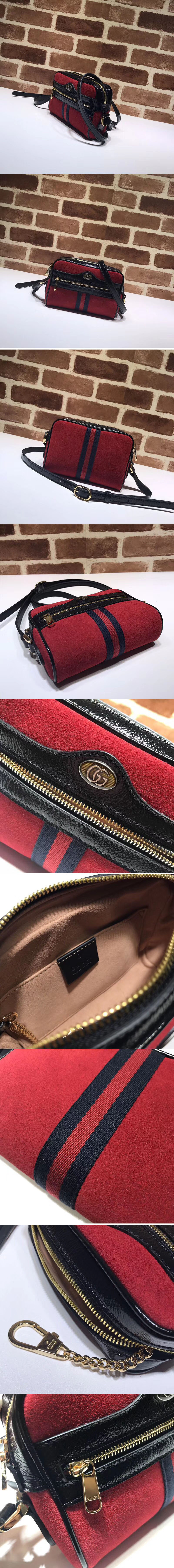 Replica Gucci Ophidia suede mini bag 517350 Red