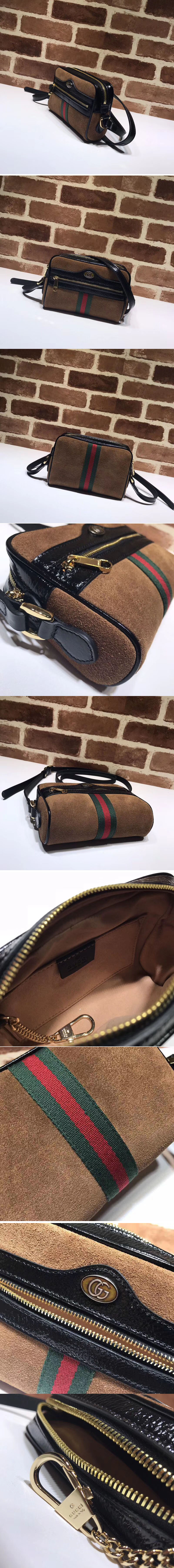 Replica Gucci Ophidia suede mini bag 517350 Coffee