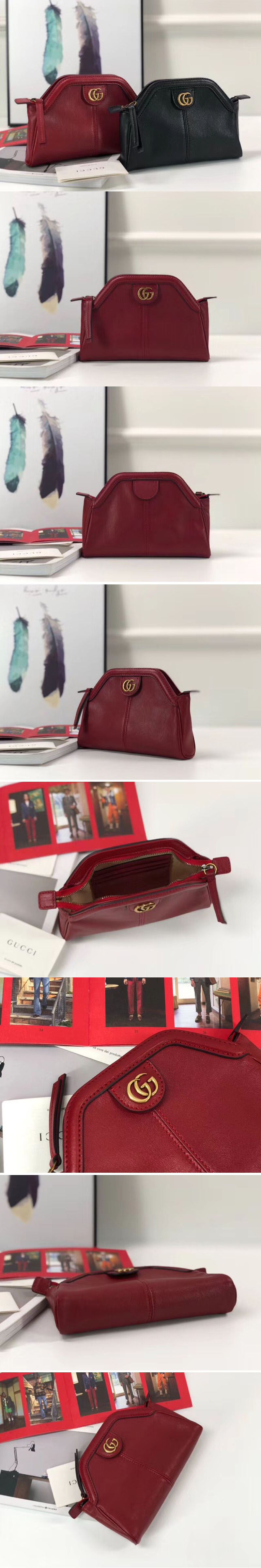 Replica Gucci GG original calfskin belle clutch purse 517735 red