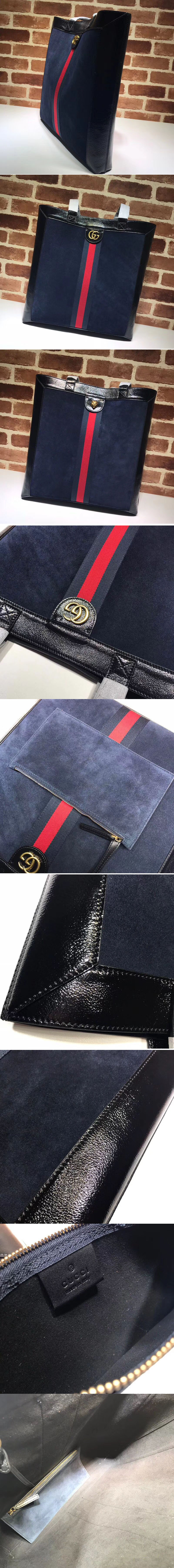 Replica Gucci Ophidia Suede Large Tote Blue 519335