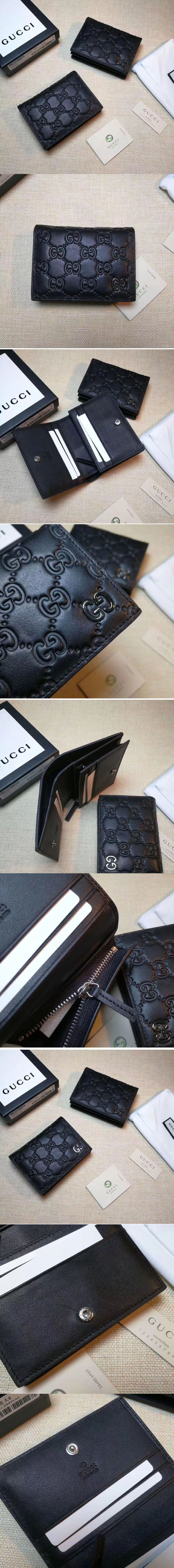 Replica Gucci 522869 Gucci Signature card case Wallets Black