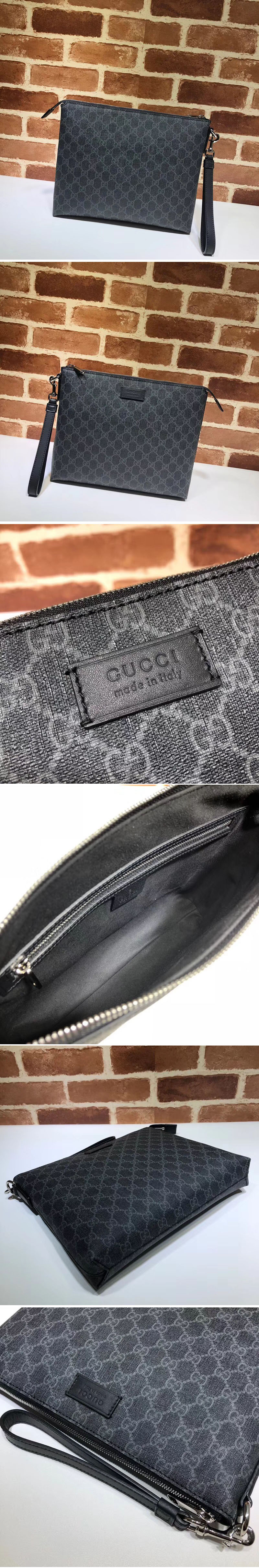 Replica Gucci 523293 GG Supreme men's bag Black