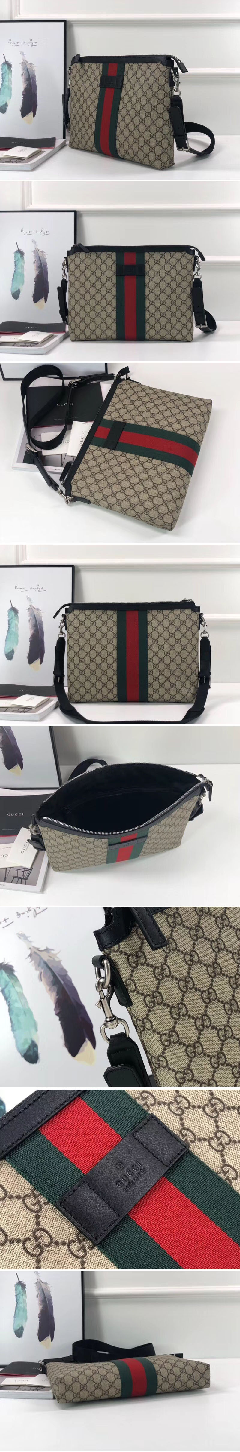 Replica Gucci 523335 GG Supreme medium messenger bag Brown