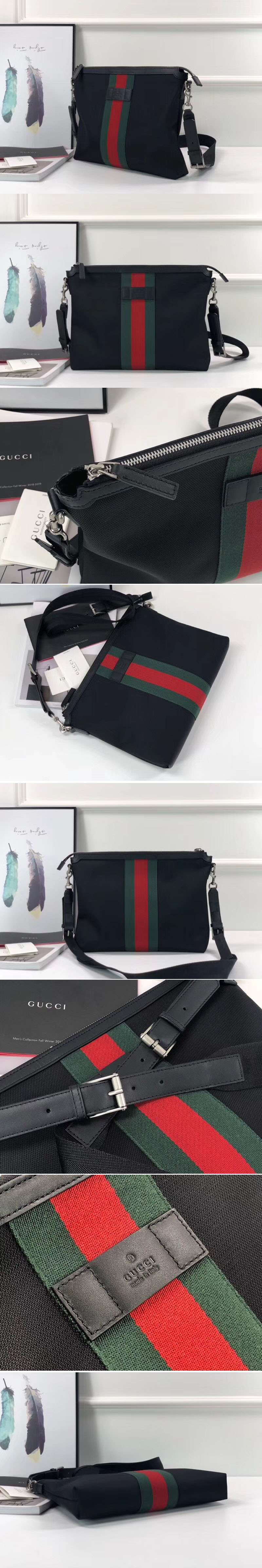 Replica Gucci 523335 GG Supreme medium messenger bag Black