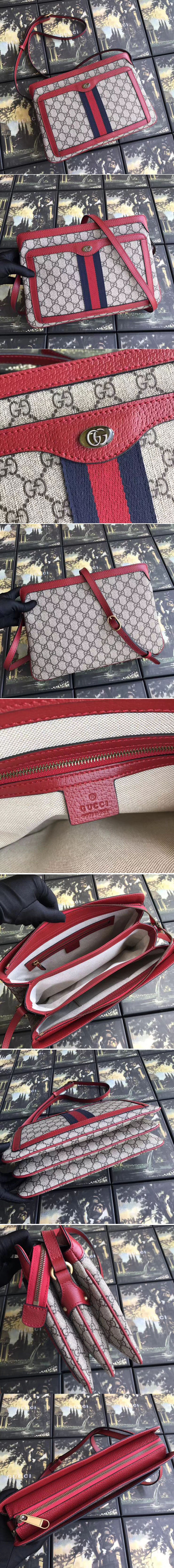 Replica Gucci 523354 GG Supreme Medium Shoulder Bags Red