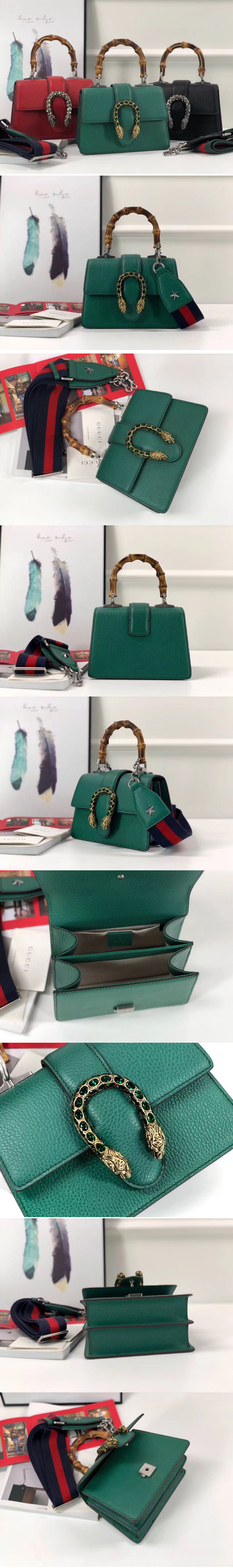 Replica Gucci 523367 Dionysus mini top handle bags Green